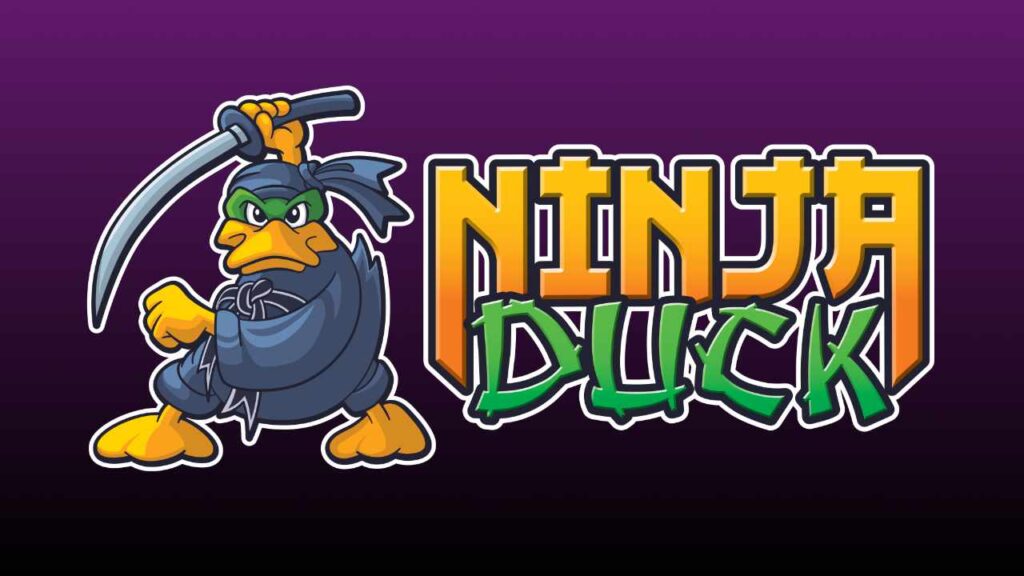 Ninja Duck, original cartoon style duck dressed as a ninja